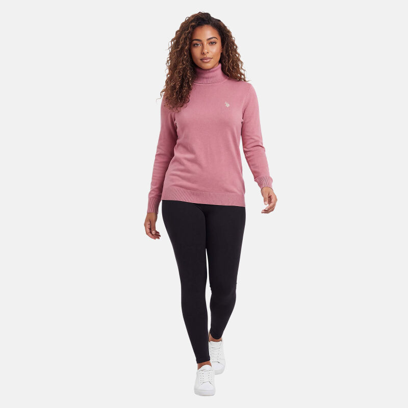 U.S. POLO ASSN. Damen Turtleneck Pullover P-078 Rose-Beige Größe XL - Gr.XL