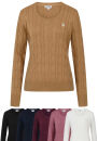 U.S. POLO ASSN. Damen Crewneck Pullover Zopfmuster P-079