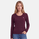 U.S. POLO ASSN. Damen Crewneck Pullover Zopfmuster P-079 Prune-Beige Größe S - Gr.S