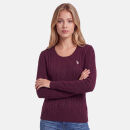 U.S. POLO ASSN. Damen Crewneck Pullover Zopfmuster P-079 Prune-Beige Größe S - Gr.S