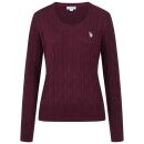 U.S. POLO ASSN. Damen Crewneck Pullover Zopfmuster P-079 Prune-Beige Größe S - Gr.S