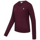U.S. POLO ASSN. Damen Crewneck Pullover Zopfmuster P-079 Prune-Beige Größe S - Gr.S