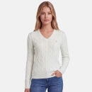 U.S. POLO ASSN. Damen V-Neck Pullover Zopfmuster P-080 Weiss-Beige Größe XXL - Gr.2XL