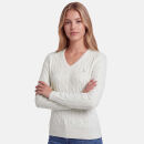 U.S. POLO ASSN. Damen V-Neck Pullover Zopfmuster P-080 Weiss-Beige Größe XXL - Gr.2XL