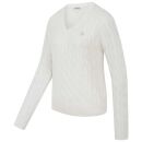 U.S. POLO ASSN. Damen V-Neck Pullover Zopfmuster P-080 Weiss-Beige Größe XXL - Gr.2XL