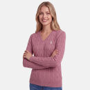 U.S. POLO ASSN. Damen V-Neck Pullover Zopfmuster P-080 Rose-Beige Größe XXL - Gr.2XL