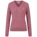 U.S. POLO ASSN. Damen V-Neck Pullover Zopfmuster P-080 Rose-Beige Größe XXL - Gr.2XL