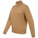 U.S. POLO ASSN. Damen Turtleneck Pullover P-081 Camel-Weiss Größe S - Gr.S