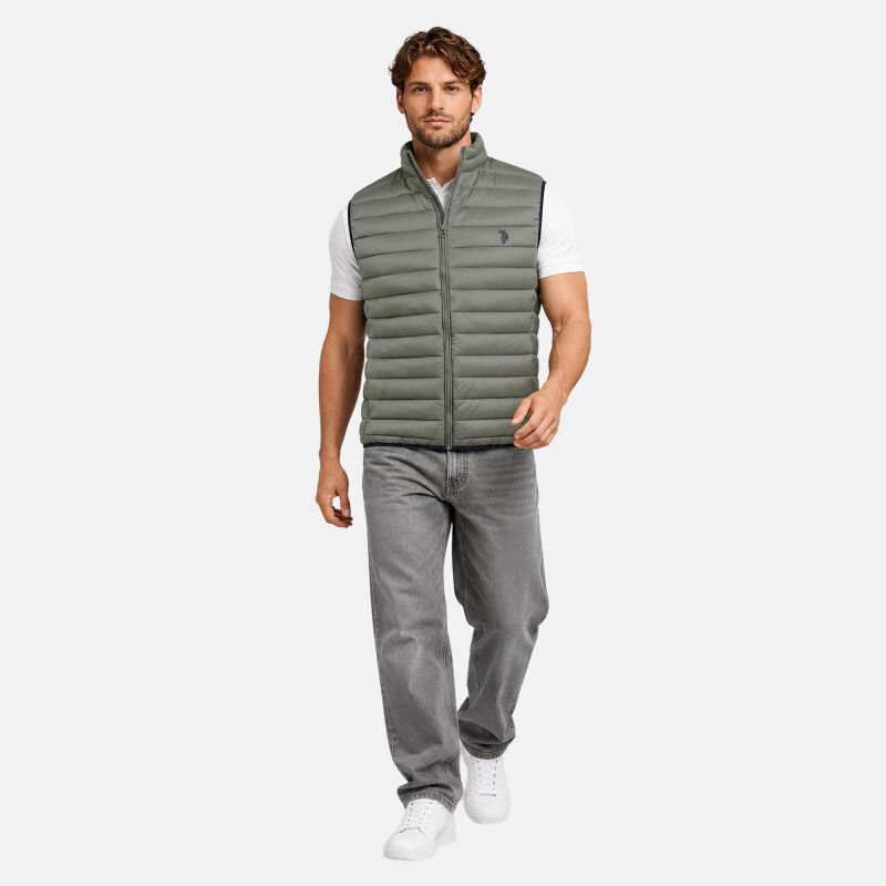 U.S. POLO ASSN. Herren Steppweste P-083 Olive-Navy Größe S - Gr.S