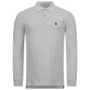 U.S. POLO ASSN. Herren Polo langarm Shirt LS Piquet P004 Grau Melange-Navy-Größe S - Gr. S