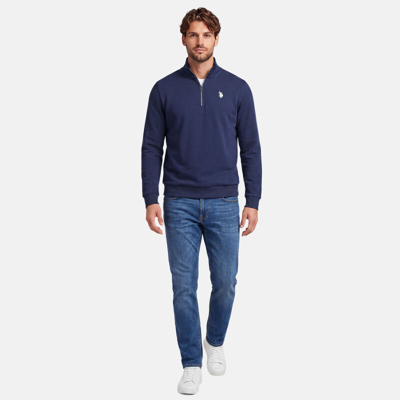U.S. POLO ASSN. Herren Pullover Half Zip P017 Navy-Weiss-Größe M - Gr. M
