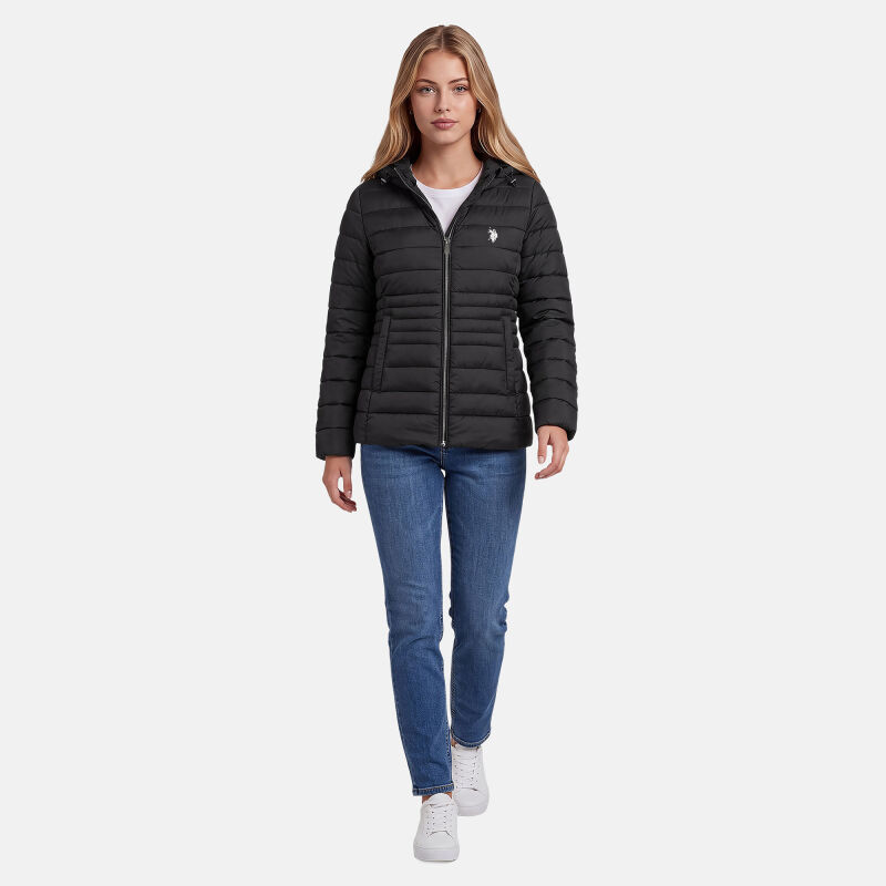 U.S. POLO ASSN. Damen Jacke P-085 Schwarz-Hellgrau Größe L - Gr.L