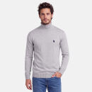 U.S. POLO ASSN. Herren Turtleneck Pullover P-065 GreyMelange-Navy-Größe L - Gr. L