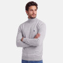 U.S. POLO ASSN. Herren Turtleneck Pullover P-065 GreyMelange-Navy-Größe L - Gr. L