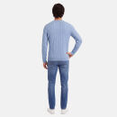 U.S. POLO ASSN. Herren Roundneck Pullover Zopfmuster P-066 Lightblue-Navy-Größe M - Gr. M
