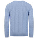 U.S. POLO ASSN. Herren Roundneck Pullover Zopfmuster P-066 Lightblue-Navy-Größe M - Gr. M