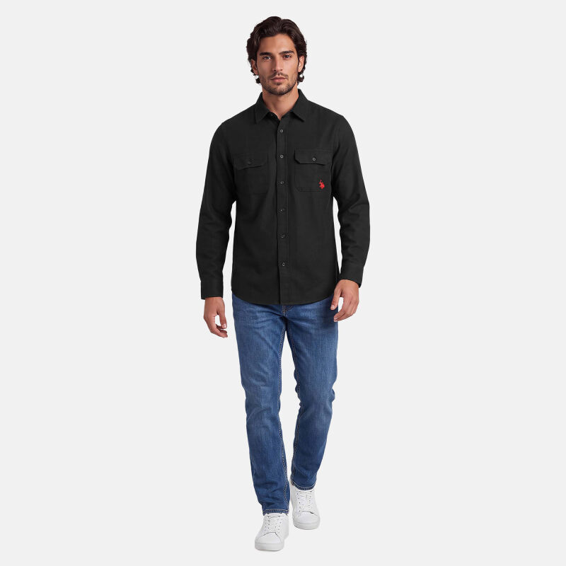 U.S. POLO ASSN. Herren Flanell Shirt P-094 Schwarz-Rot Größe M - Gr.M