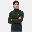 U.S. POLO ASSN. Herren Turtleneck Strick-Pullover P-095 Darkgreen-Beige Größe M - Gr.M