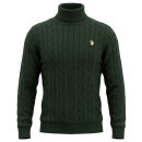U.S. POLO ASSN. Herren Turtleneck Strick-Pullover P-095 Darkgreen-Beige Größe M - Gr.M