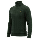 U.S. POLO ASSN. Herren Turtleneck Strick-Pullover P-095 Darkgreen-Beige Größe M - Gr.M