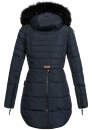 Marikoo warme Damen Winter Jacke Stepp Mantel lang B401 Navy Größe XS - Gr. 34