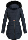 Marikoo warme Damen Winter Jacke Stepp Mantel lang B401 Navy Größe S - Gr. 36