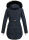 Marikoo warme Damen Winter Jacke Stepp Mantel lang B401 Navy Größe S - Gr. 36