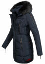 Marikoo warme Damen Winter Jacke Stepp Mantel lang B401 Navy Größe L - Gr. 40