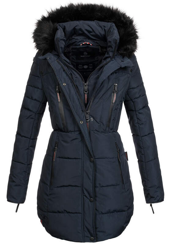 Marikoo warme Damen Winter Jacke Stepp Mantel lang B401 Navy Größe XL - Gr. 42