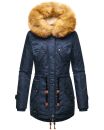 Navahoo warme Damen Winter Jacke mit Teddyfell B399 Navy Größe XS - Gr. 34