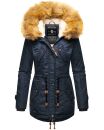 Navahoo warme Damen Winter Jacke mit Teddyfell B399 Navy Größe S - Gr. 36