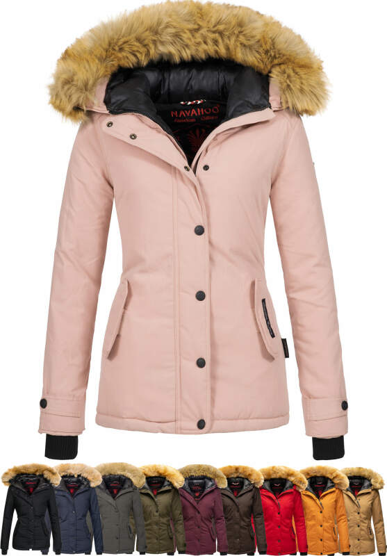 Navahoo warme Damen Winter Jacke mit Kunstfell B392