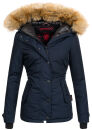 Navahoo warme Damen Winter Jacke mit Kunstfell B392 Navy...