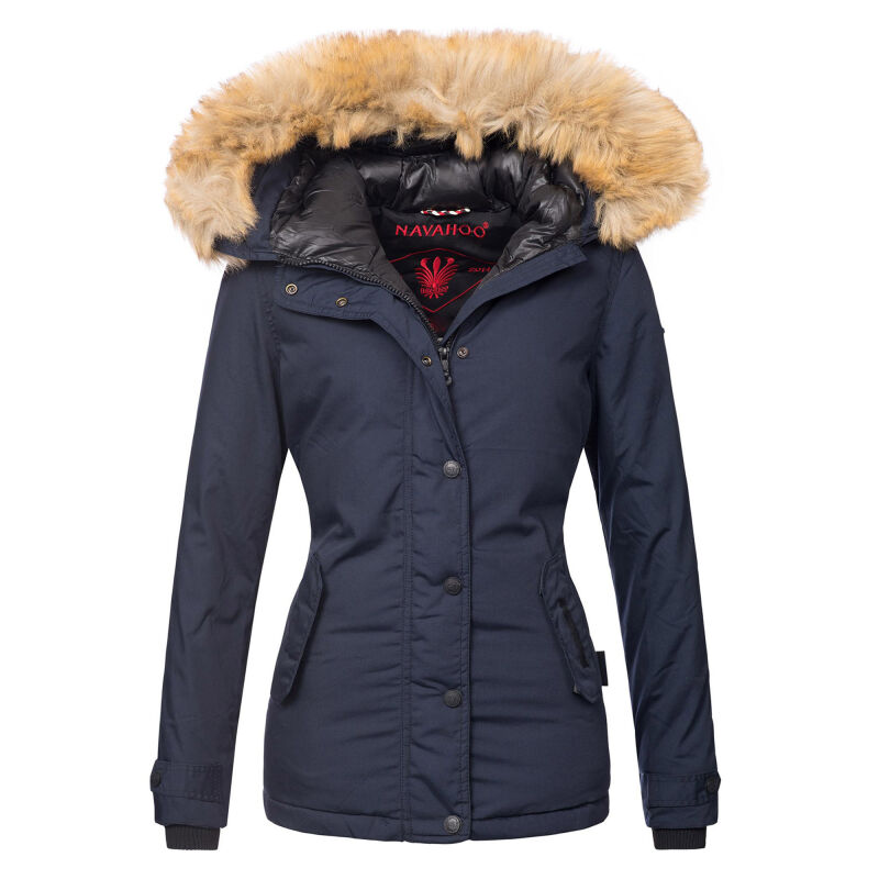 Navahoo warme Damen Winter Jacke mit Kunstfell B392 Navy Größe XL - Gr. 42