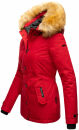 Navahoo warme Damen Winter Jacke mit Kunstfell B392 Rot Größe XS - Gr. 34