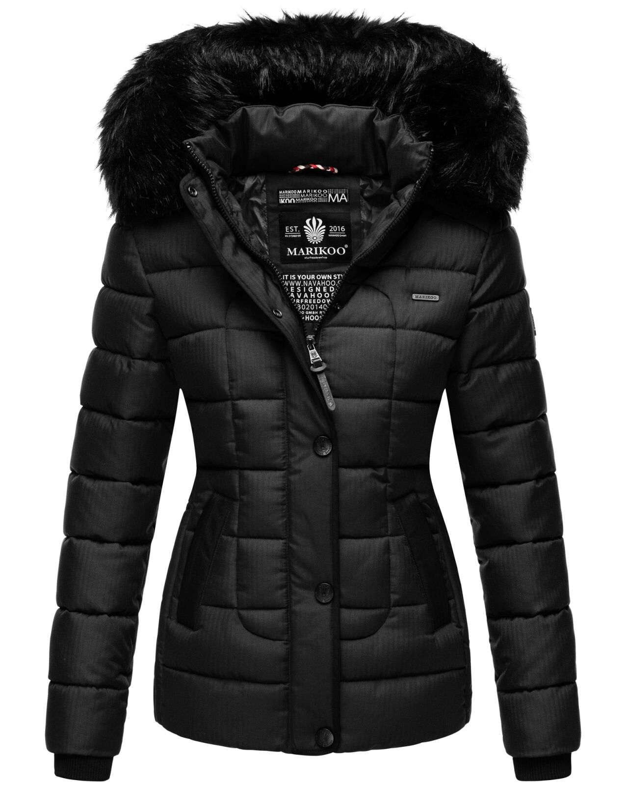 MARIKOO Damen Winterjacke Kwamee - Warme Steppjacke Mit Kapuze