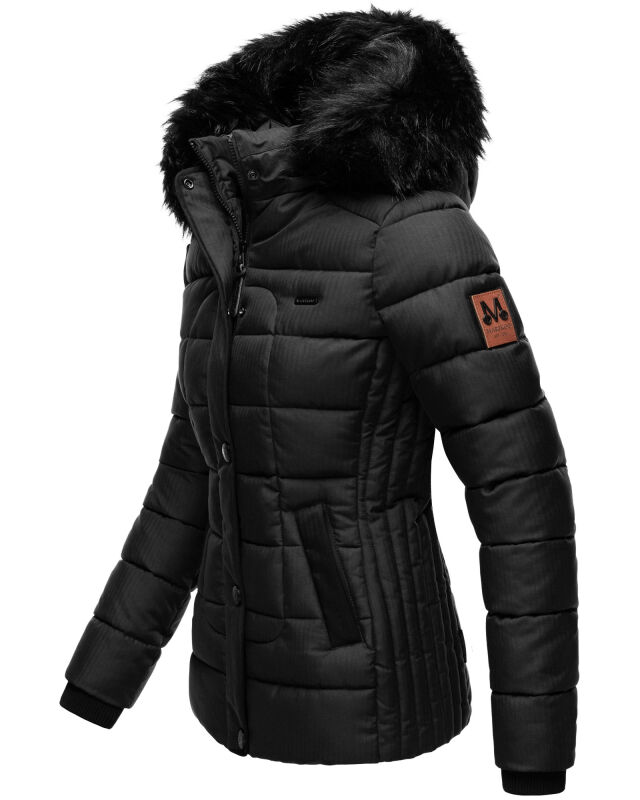Marikoo warme Damen Winter Jacke Steppjacke B391 Schwarz Größe L
