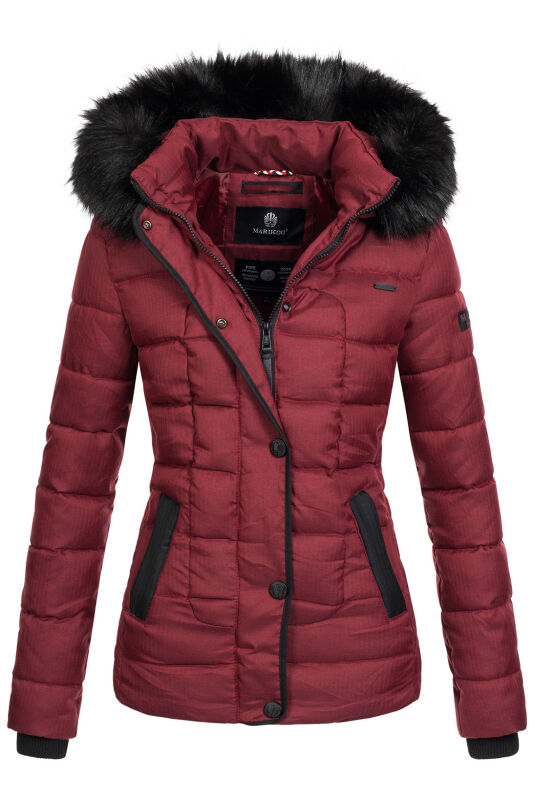 Marikoo warme Damen Winter Jacke Steppjacke B391 Bordeaux Größe XS - Gr. 34