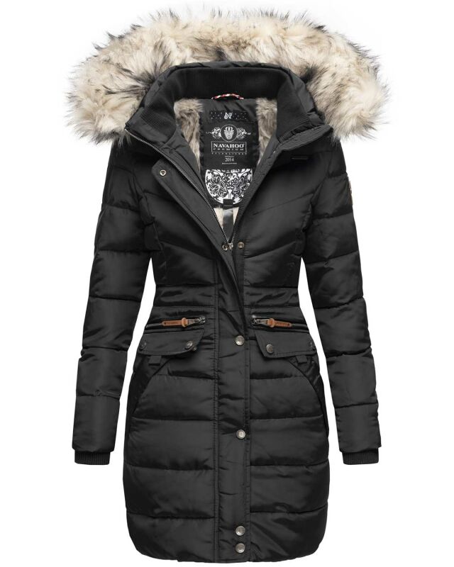 Navahoo Paula Damen Winter Jacke Mantel Parka warm gefütterte Winterjacke B383 Schwarz Größe S - Gr. 36