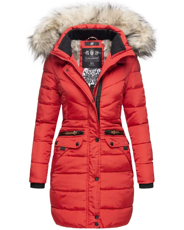 Navahoo Paula Damen Winter Jacke Mantel Parka warm gefütterte Winterjacke B383 Rot Größe S - Gr. 36