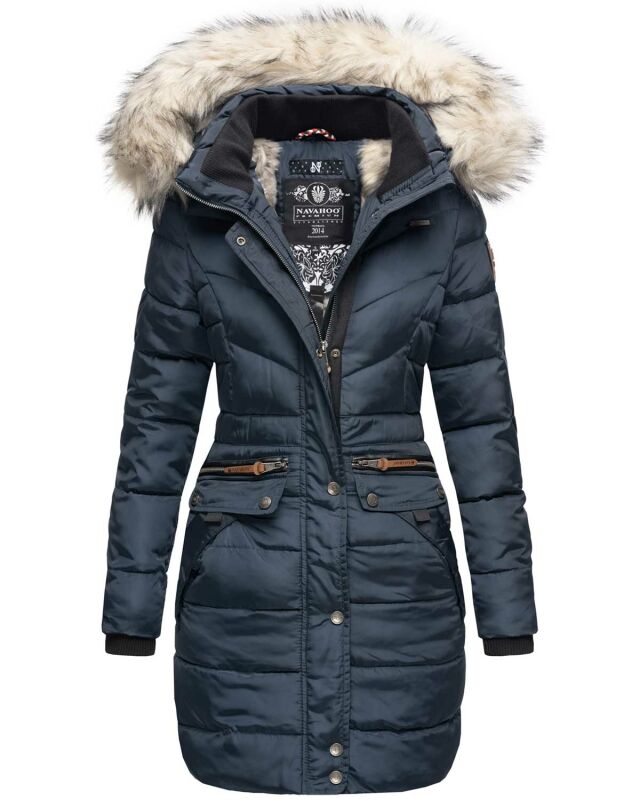 Navahoo Paula Damen Winter Jacke Mantel Parka warm gefütterte Winterjacke B383 Navy Größe XS - Gr. 34