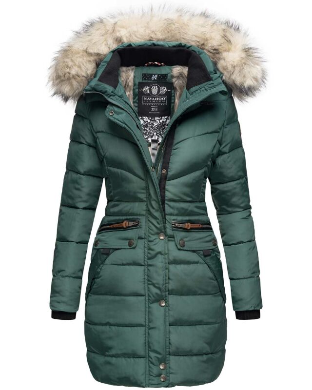 Navahoo Paula Damen Winter Jacke Mantel Parka warm gefütterte Winterjacke B383 Grün Größe XS - Gr. 34