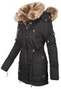 Navahoo Daria warme Damen Winterjacke Parka mit Kunstfell Kragen B380 Schwarz Größe XS - Gr. 34