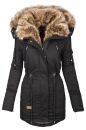 Navahoo Daria warme Damen Winterjacke Parka mit Kunstfell Kragen B380 Schwarz Größe M - Gr. 38