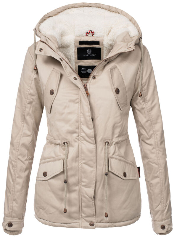 Marikoo Manolya Damen Winter Jacke Parka mit Teddyfell B376 Beige Größe XL - Gr. 42