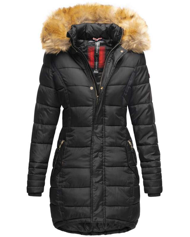Navahoo Damen Winter Jacke Steppjacke warm gefüttert B374 Schwarz Größe XS - Gr. 34