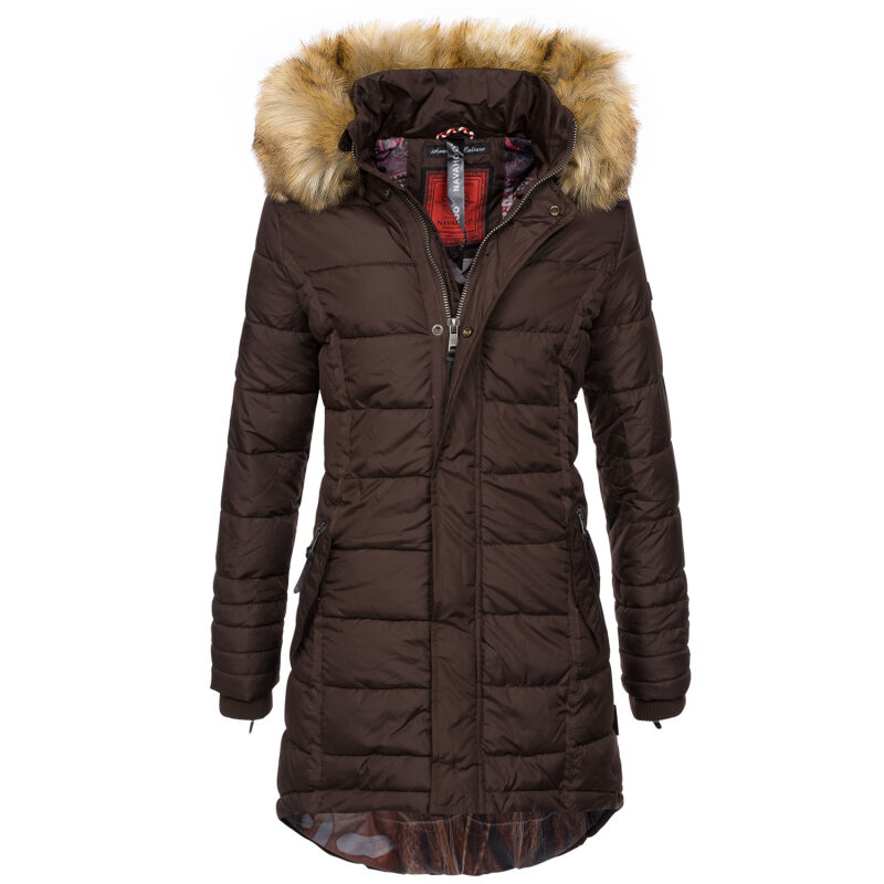 Navahoo Damen Winter Jacke Steppjacke warm gefüttert B374 Schoko Größe M - Gr. 38