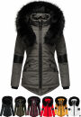 Navahoo Damen Winter Jacke Designer Parka mit Kunstfell B369