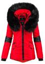 Navahoo Damen Winter Jacke Designer Parka mit Kunstfell B369 Rot Größe S - Gr. 36