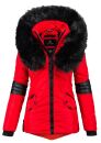 Navahoo Damen Winter Jacke Designer Parka mit Kunstfell B369 Rot Größe L - Gr. 40